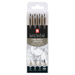 Sakura Pigma Micron Set de 4 puntafinas Gris Frío Claro